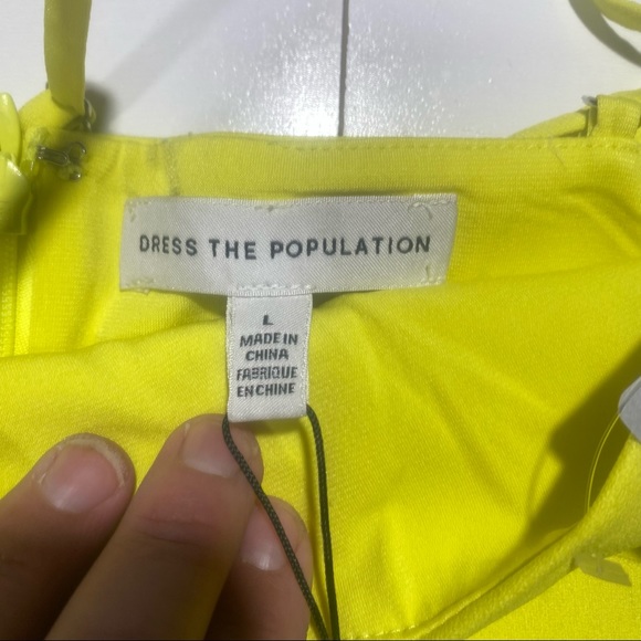 Dress the Population Alana Bodycon Midi Dress InThe Color Lemongrass NWT L *Flaw - Picture 12 of 15